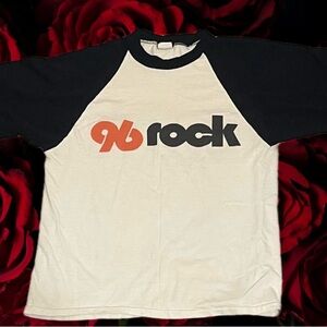 Vintage 96 Rock Graphic Raglan Tee - Black & White Baseball